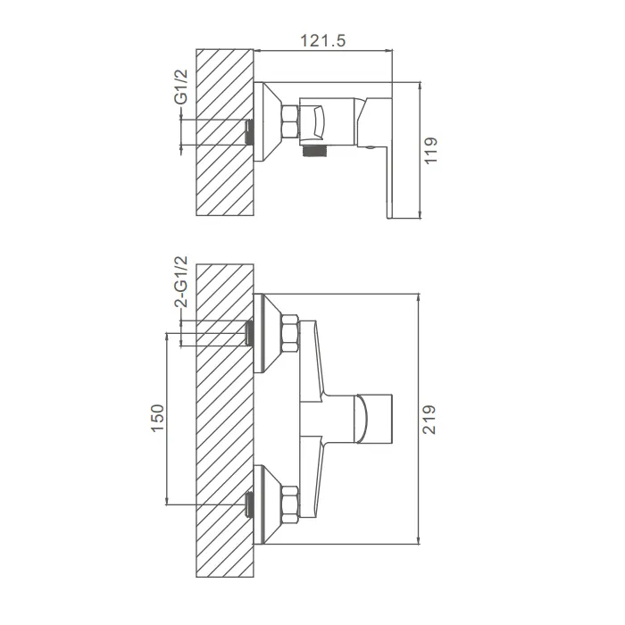 Смеситель Prohanss P64.20 для душа без излива , хром
