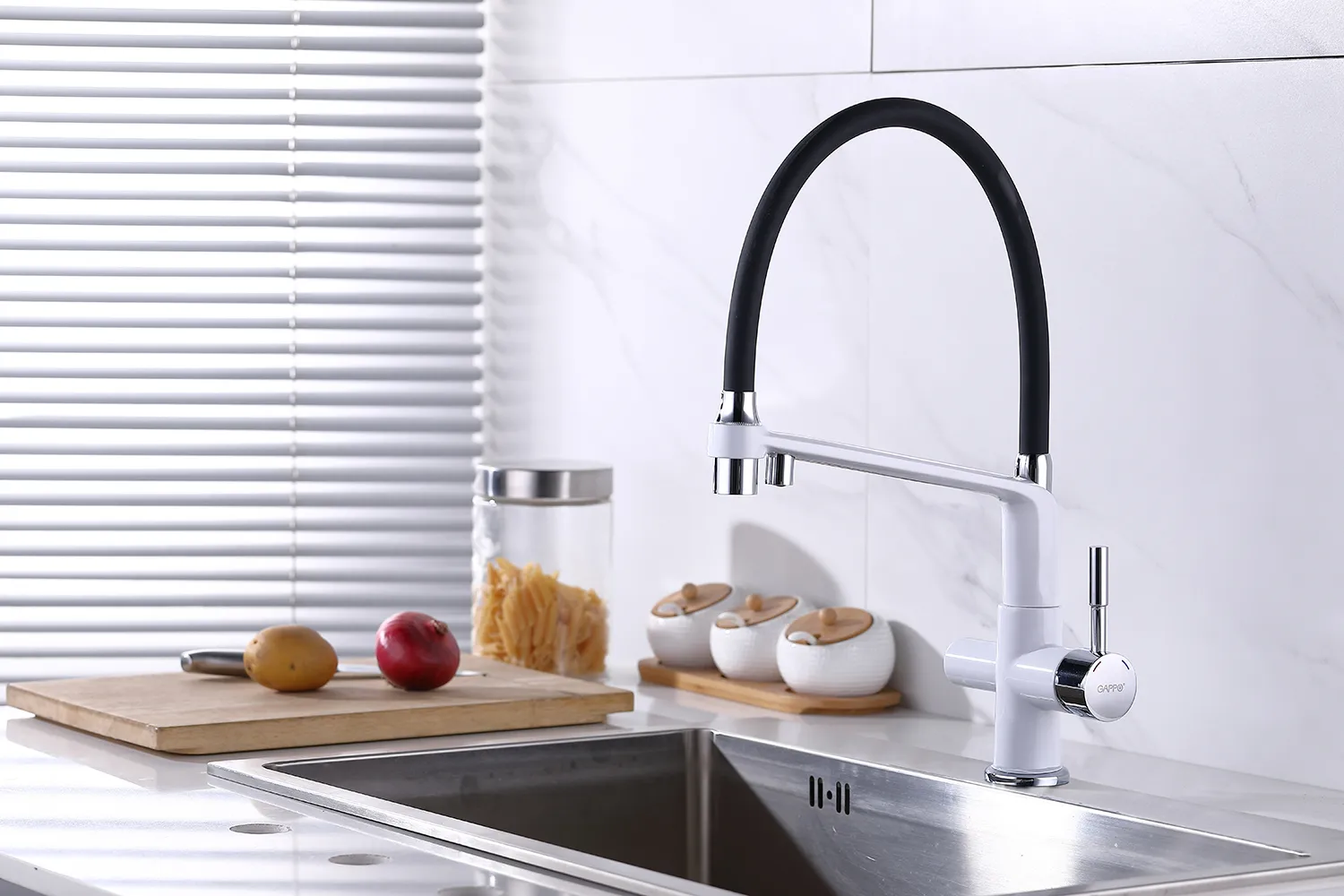 Смеситель для кухни белый GAPPO G4398-9