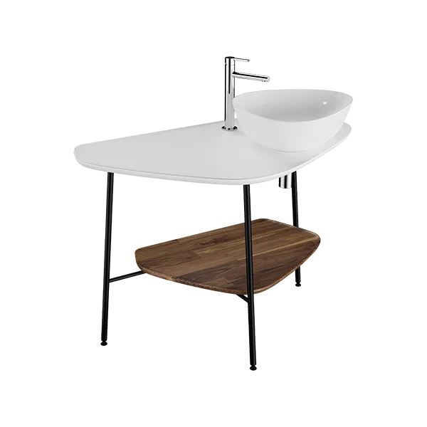 62581 Plural Столешница-консоль 100 см под раковину цвет матовый белый правая VITRA