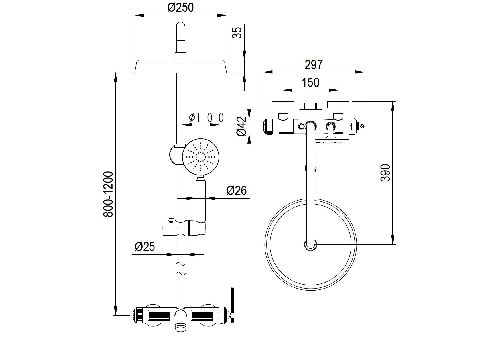 Стойка для душа ETERNA COPPER BRUSHED