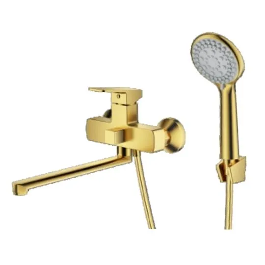 Смеситель Prohanss P60.22.03 для ванны и душа универсальный поворотный излив 30 см, золотой сатин