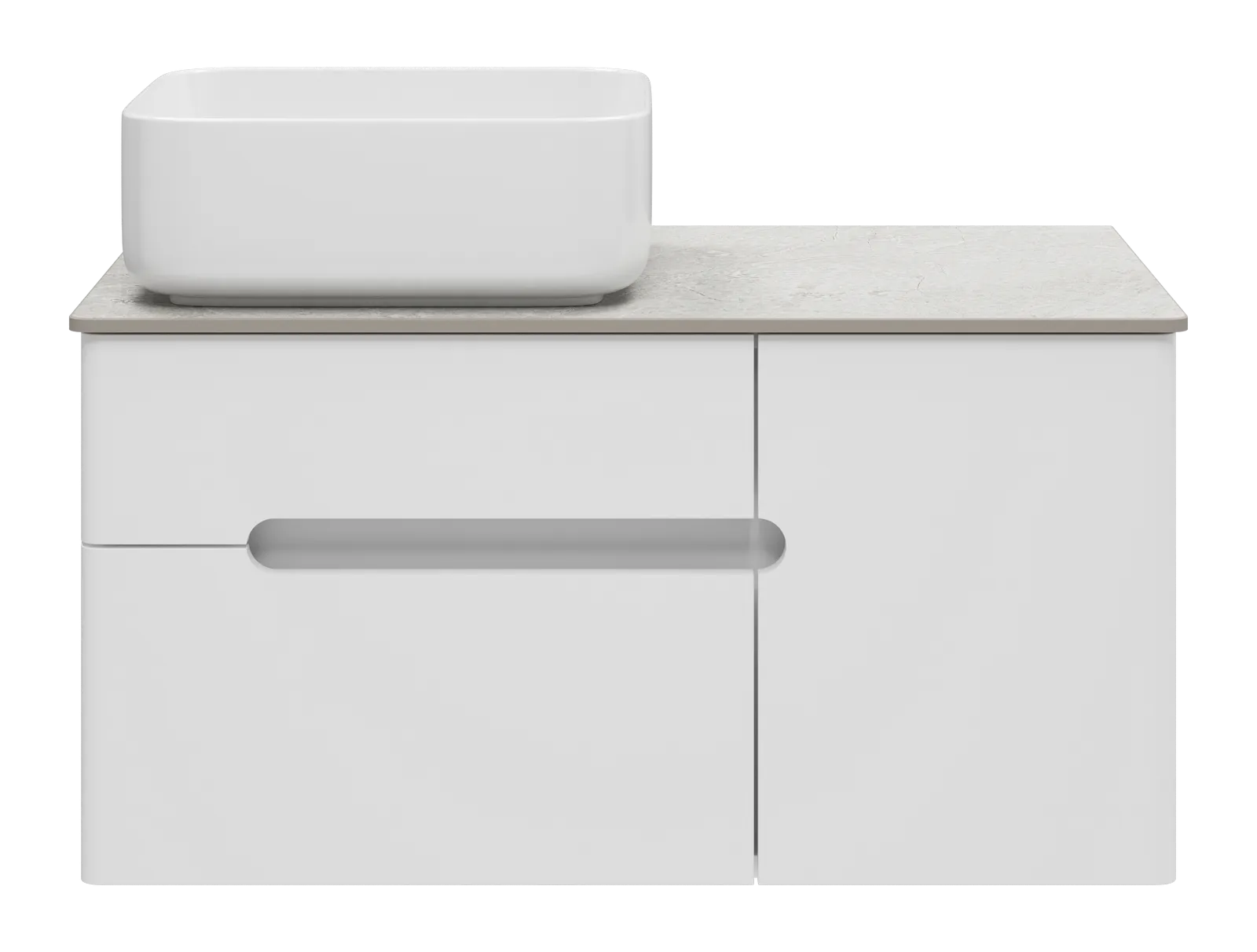 Тумба под раковину Misty Роял 80 подвесная (белая) со столешницей и раковиной