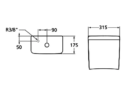 CONNECT CUBE Бачок для унитаза (E039701,E042901), нижняя подводка E797001