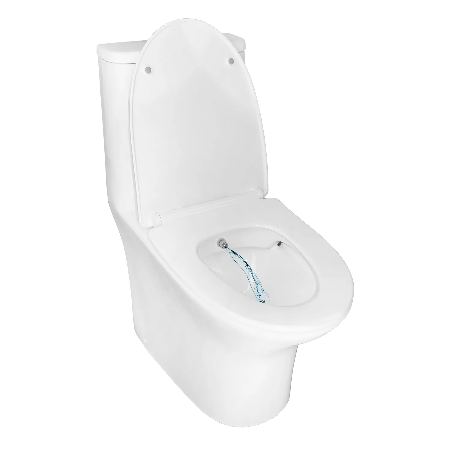 Унитаз-моноблок с функцией биде AZARIO Sente 375х665х785 напольный, безободковый, горизонтальный слив, сиденье дюропласт микролифт () AZ-8614B