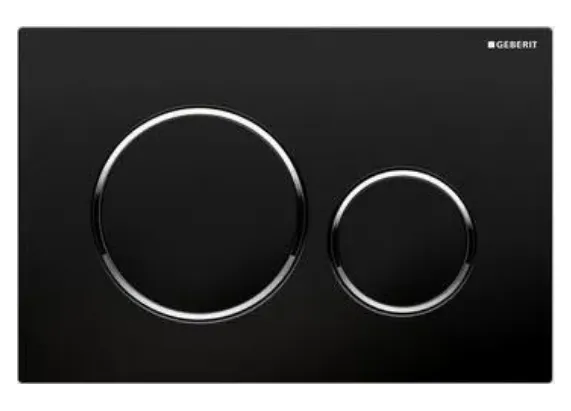 Клавиша смыва Geberit Sigma 20 черная с хром глянцевой оправой 115.882.KM.1