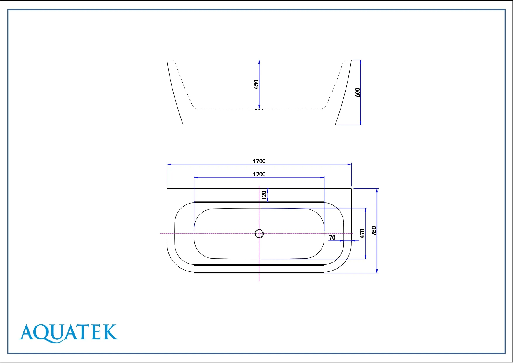 Ванна акриловая Aquatek Алтея отдельностоящая 170х78 см AQ-123778