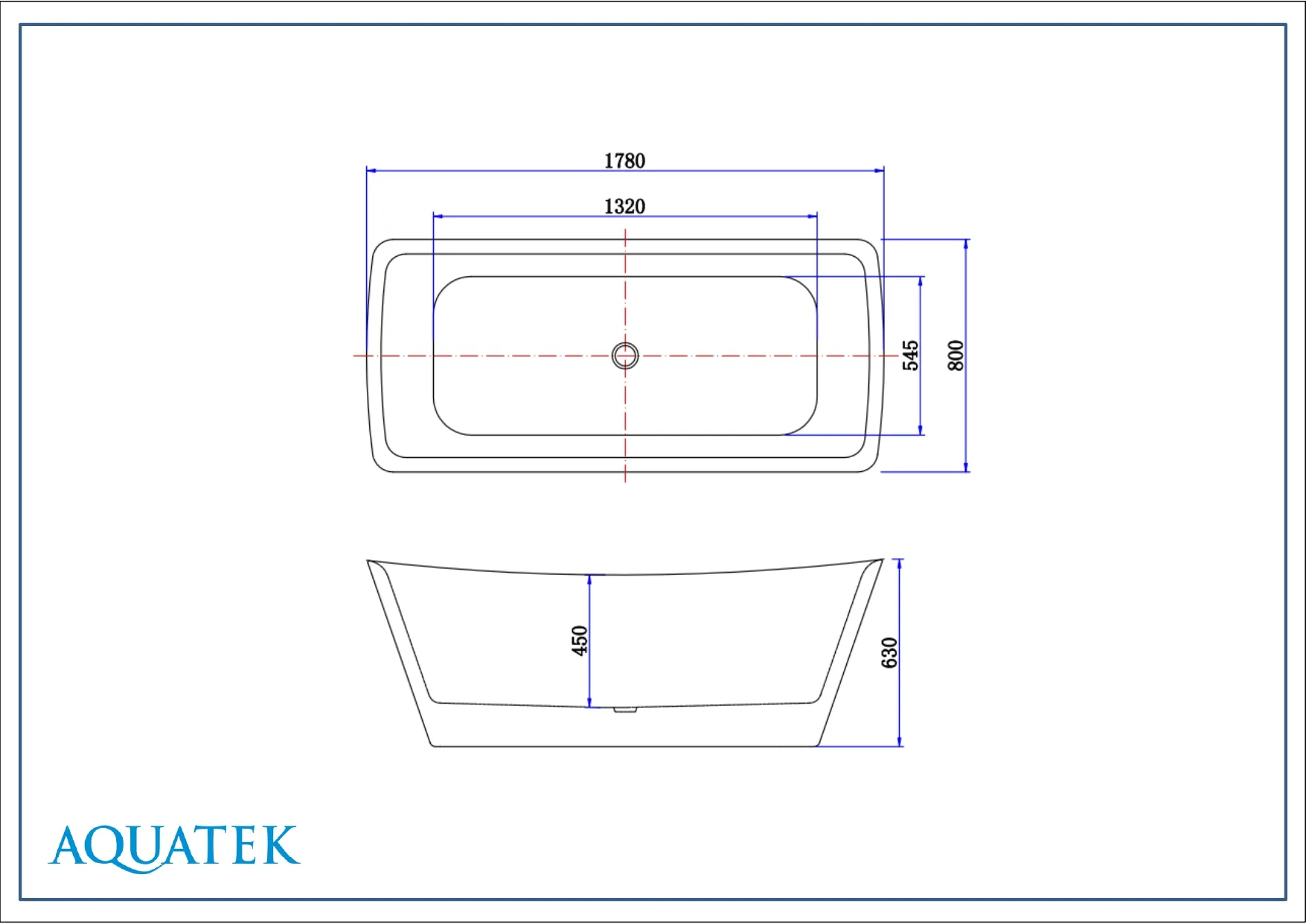 Ванна акриловая Aquatek Верса отдельностоящая 178х80 см AQ-4880