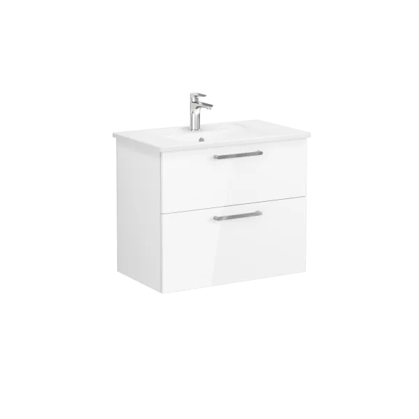 66306 Root Тумба 80 см с раковиной 2 ящика глянцевый белый VITRA