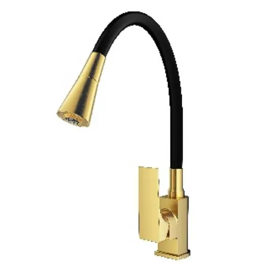 Смеситель Prohanss P61.4406.03 для кухни высокий гибкий излив, золотой сатин