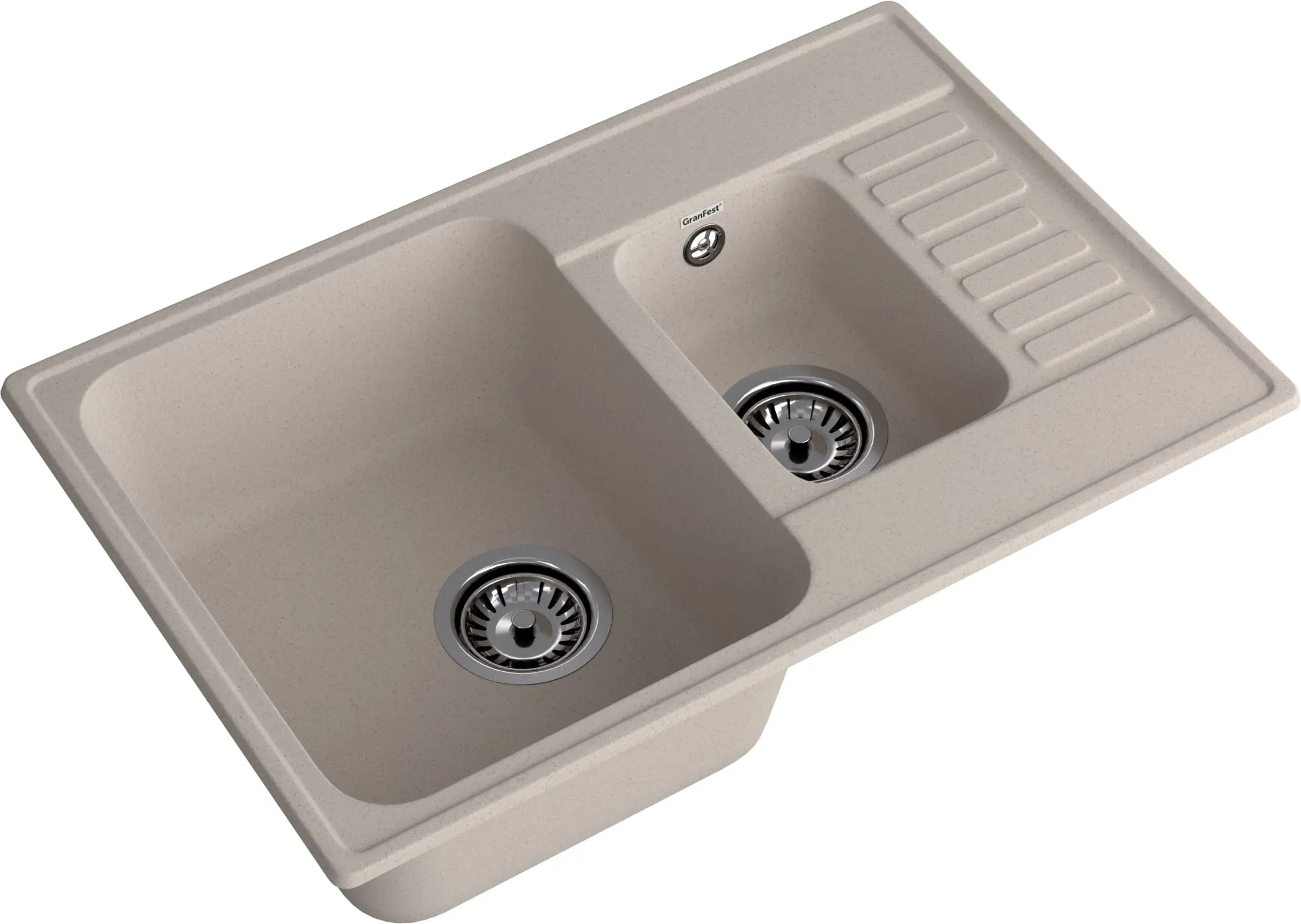 GranFest QUARZ (ECO-21К) Мойка 1.5-чаш+кр. 740*480 (песок)