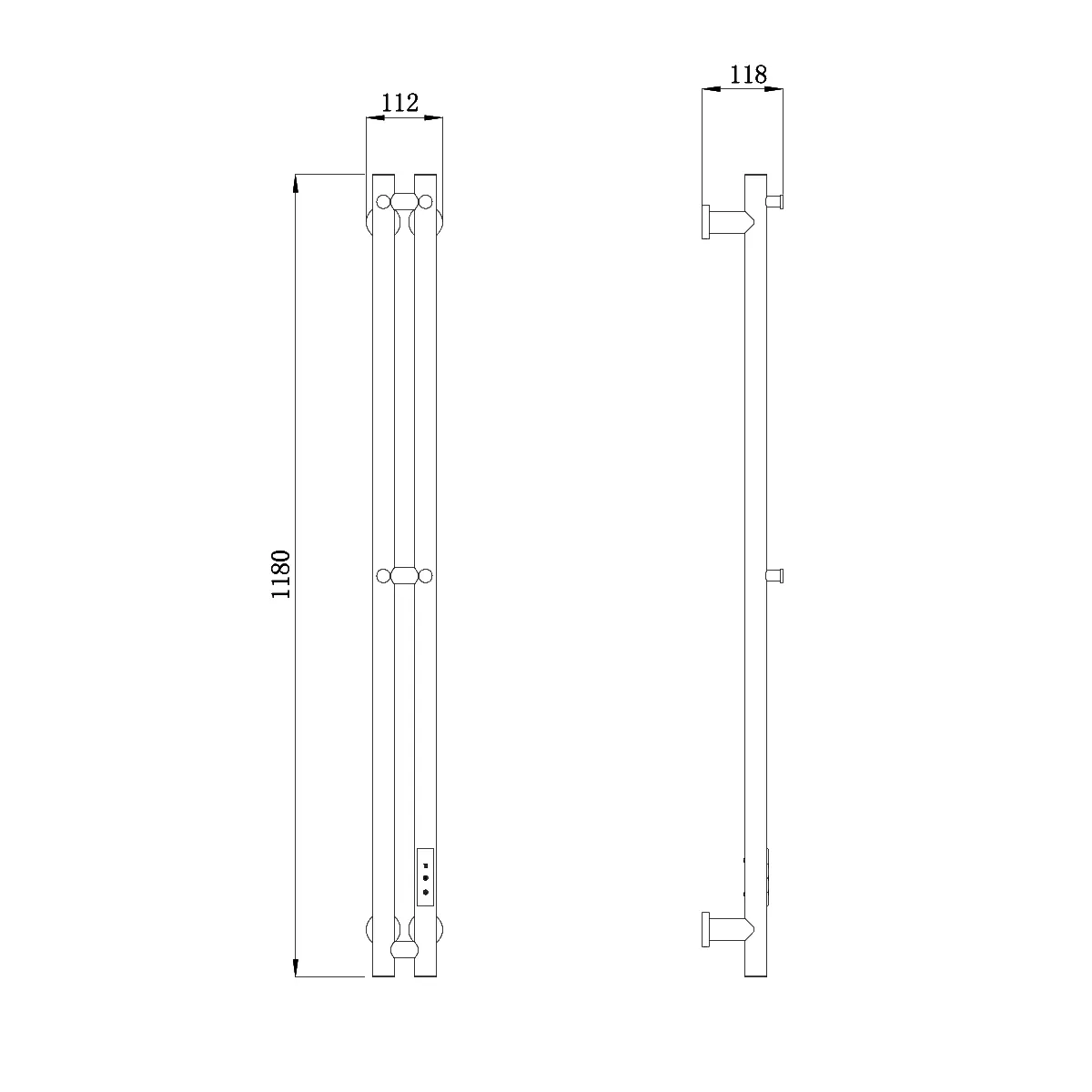 Полотенцесушитель электрический RAGLO R350.11.03 настенный сенсорный узкий с терморегулятором , сатин золотой