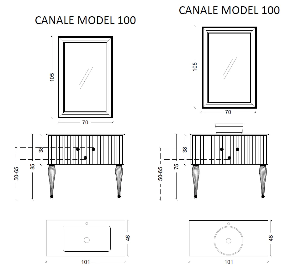 Тумба Canale 100 белая + Хром