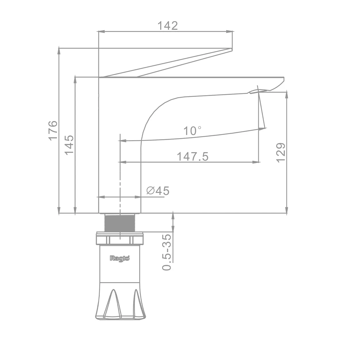 Смеситель Raglo для раковины монолитный, хром R07.10