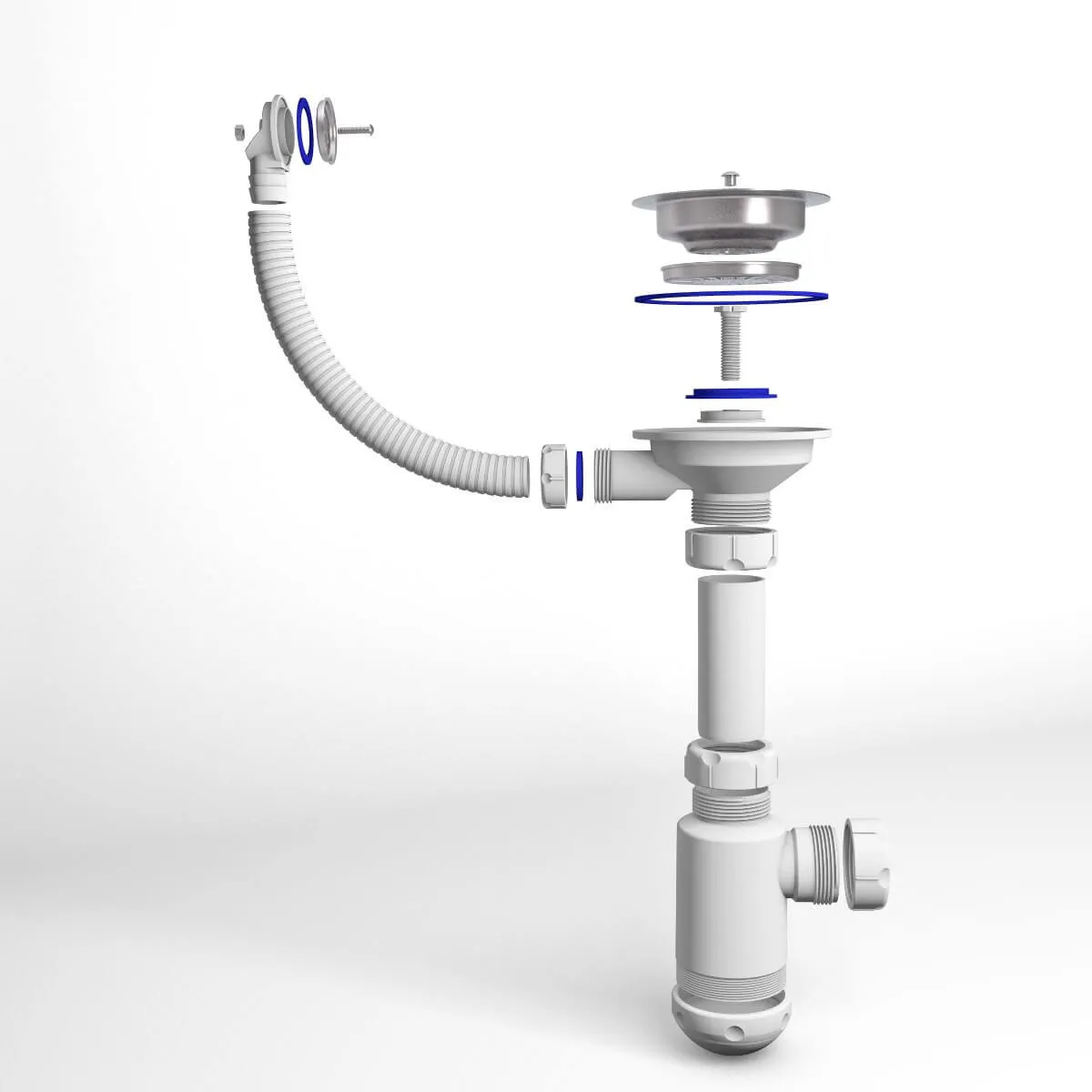 Сифон GRAND 31/2 с круглым переливом и винтом ЭКОНОМ к мойке 8201  (С.Н. 370-11-22)