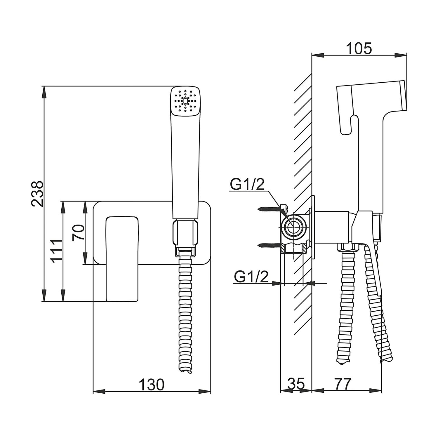 Гигиенический душ оружейная сталь FRAP F2084-9
