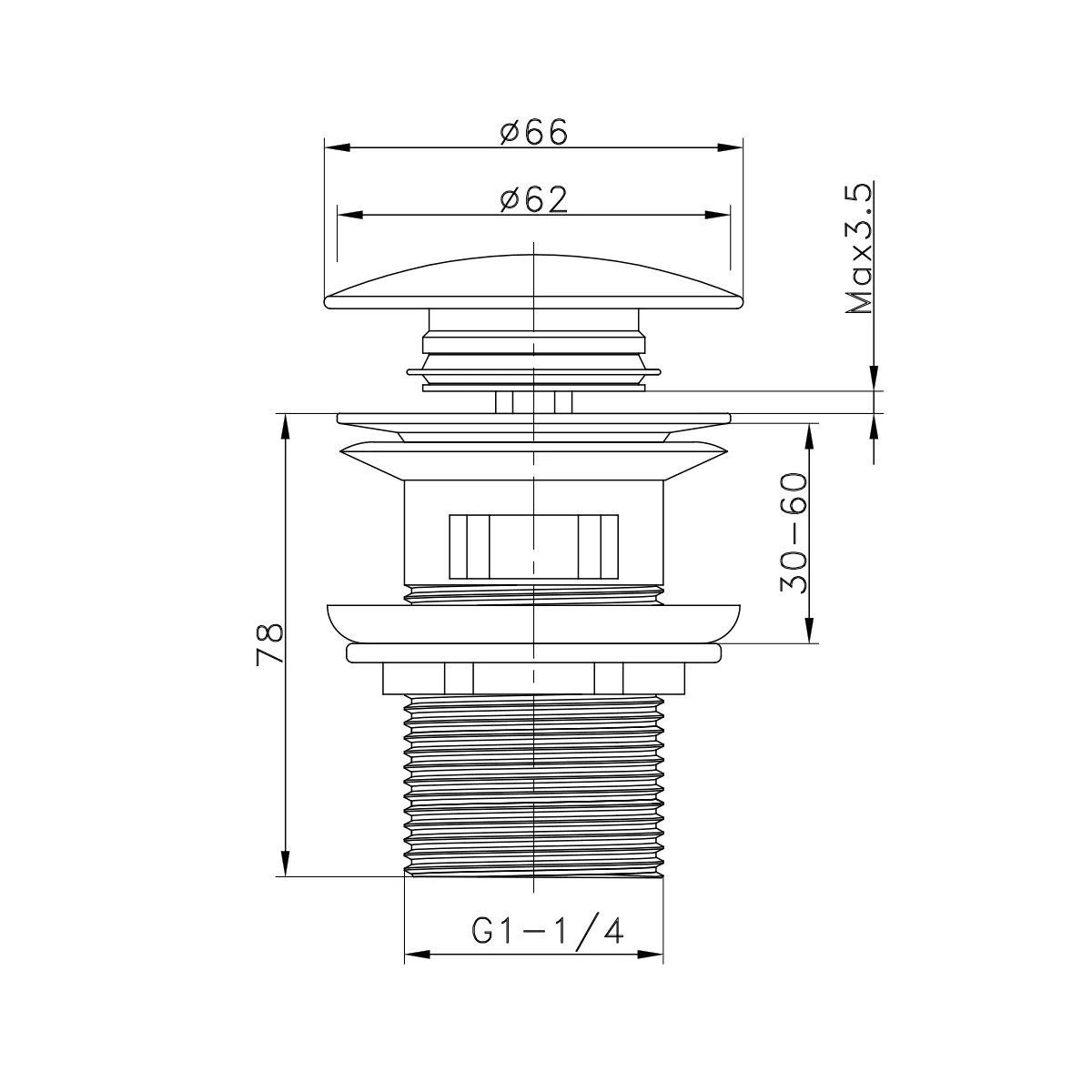 Донный клапан для раковины Raglo c переливом (клик-клак), латунь, черный R600.03.06 в магазинах СантехГид