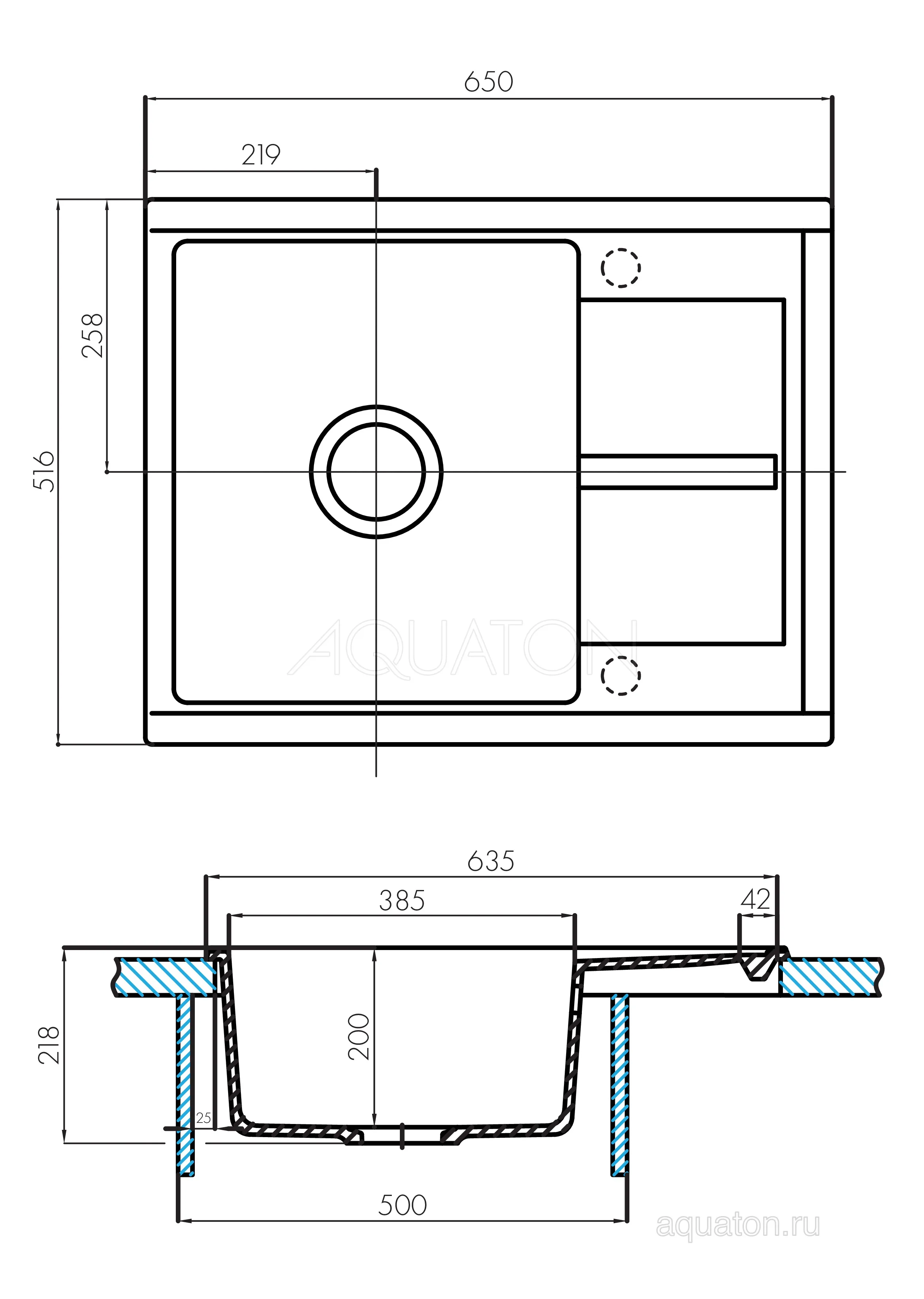 Мойка кухонная Aquaton Делия 65 терракотовый