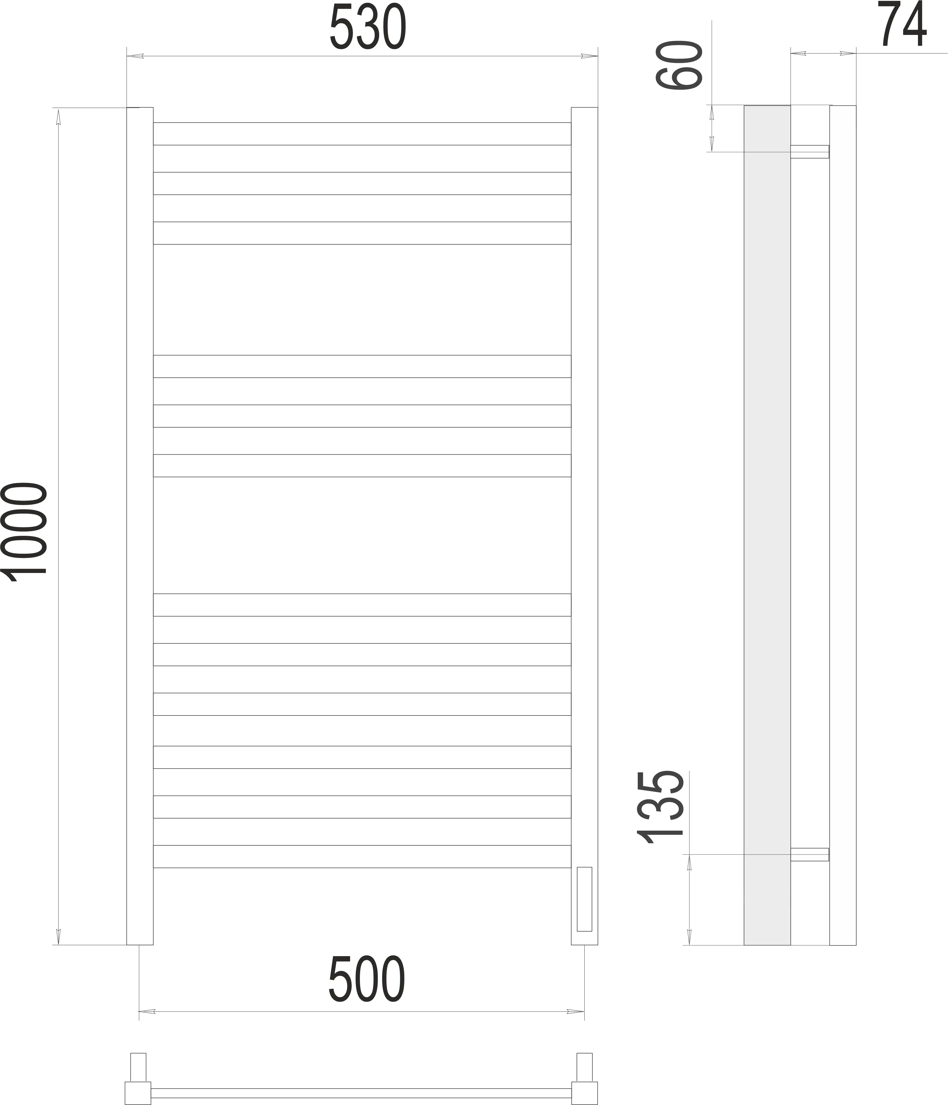 Полотенцесушитель TERMINUS Ното П12 500х1000