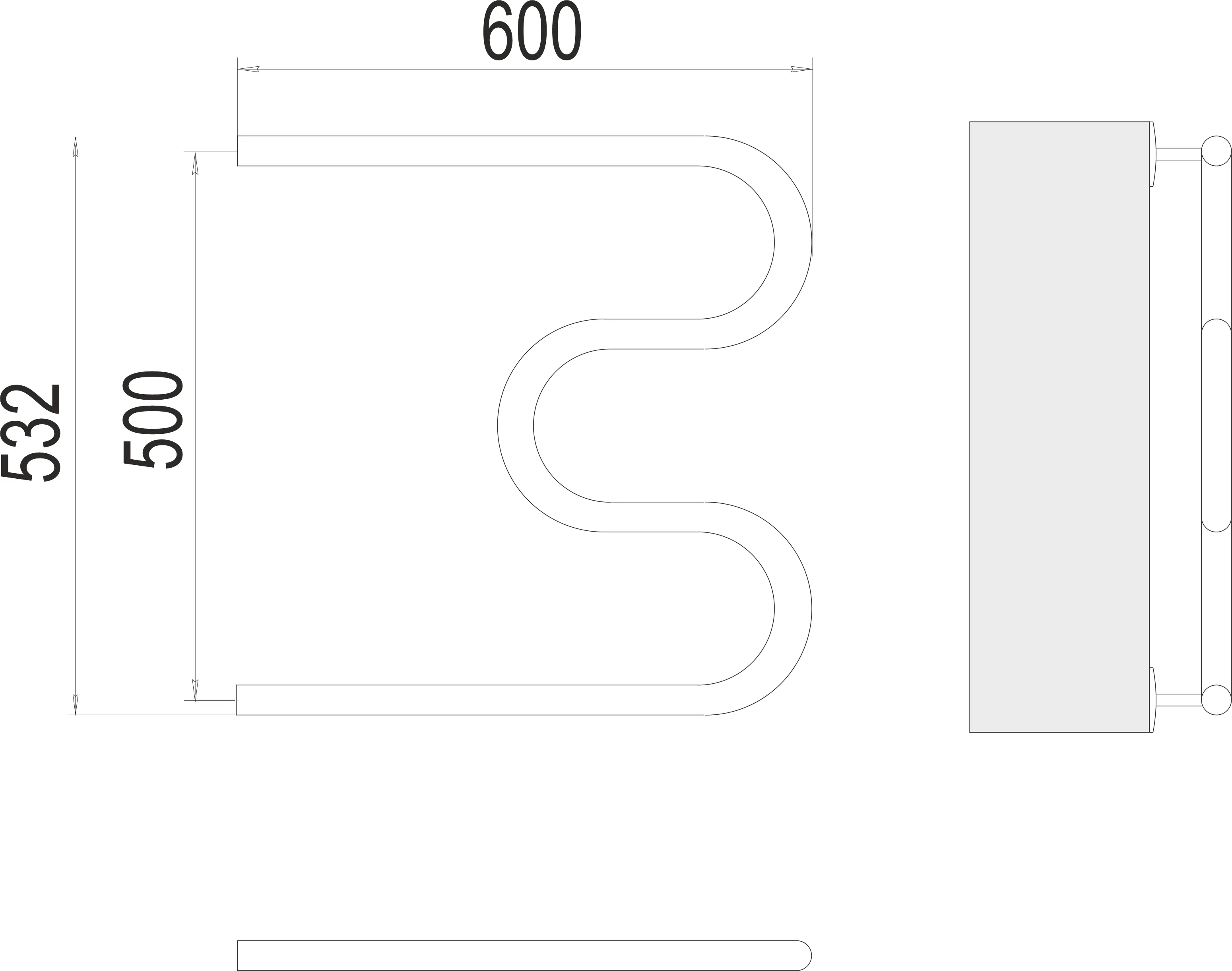 Полотенцесушитель TERMINUS М-обр AISI 32х2 500х600
