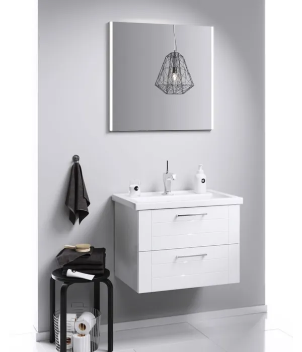 Подвесная тумба в белом глянцевом цвете с двумя ящиками