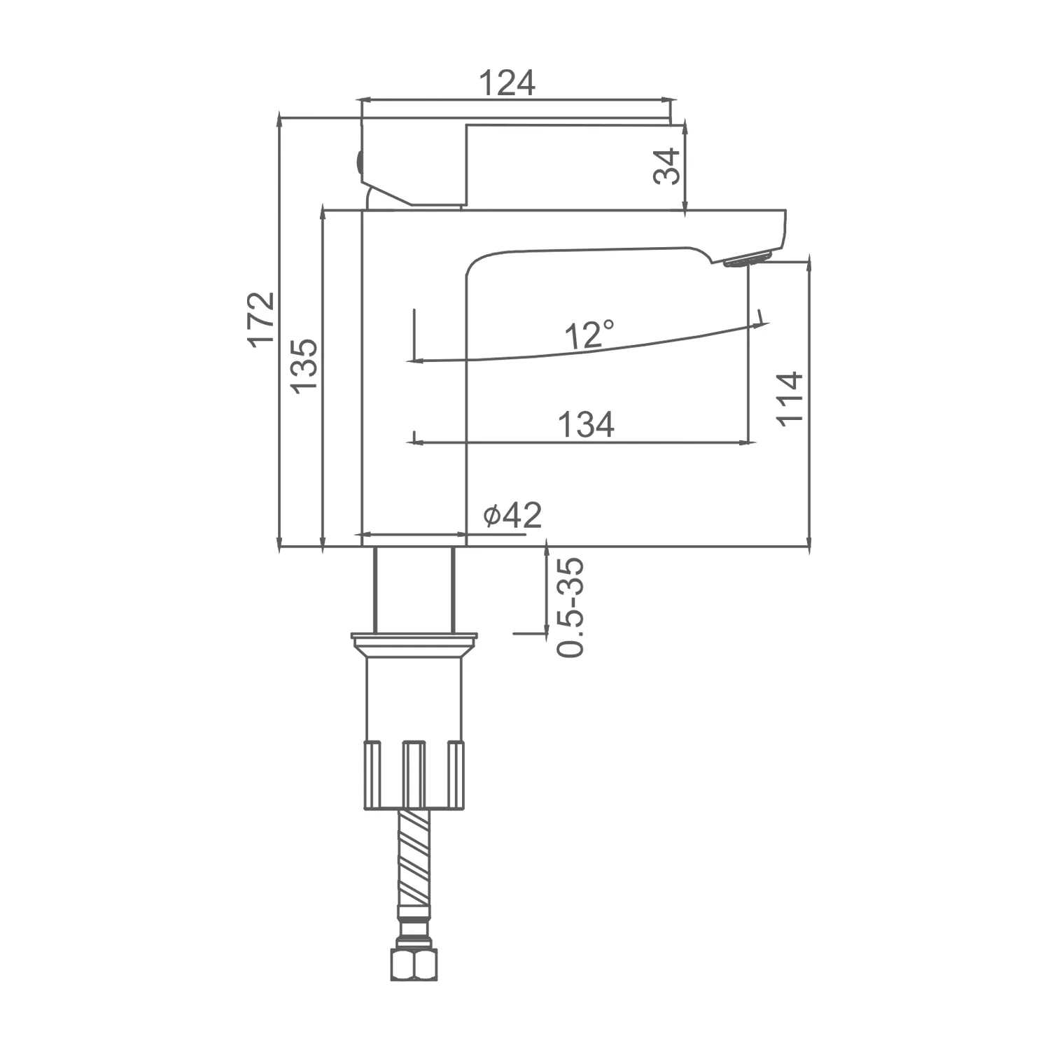 Смеситель Splenka S222.10.05 для раковины  монолитный, сатин