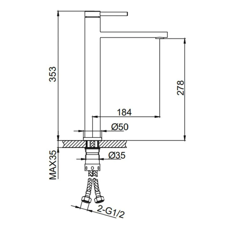 Смеситель для раковины высокий сатин Frap F10808-2