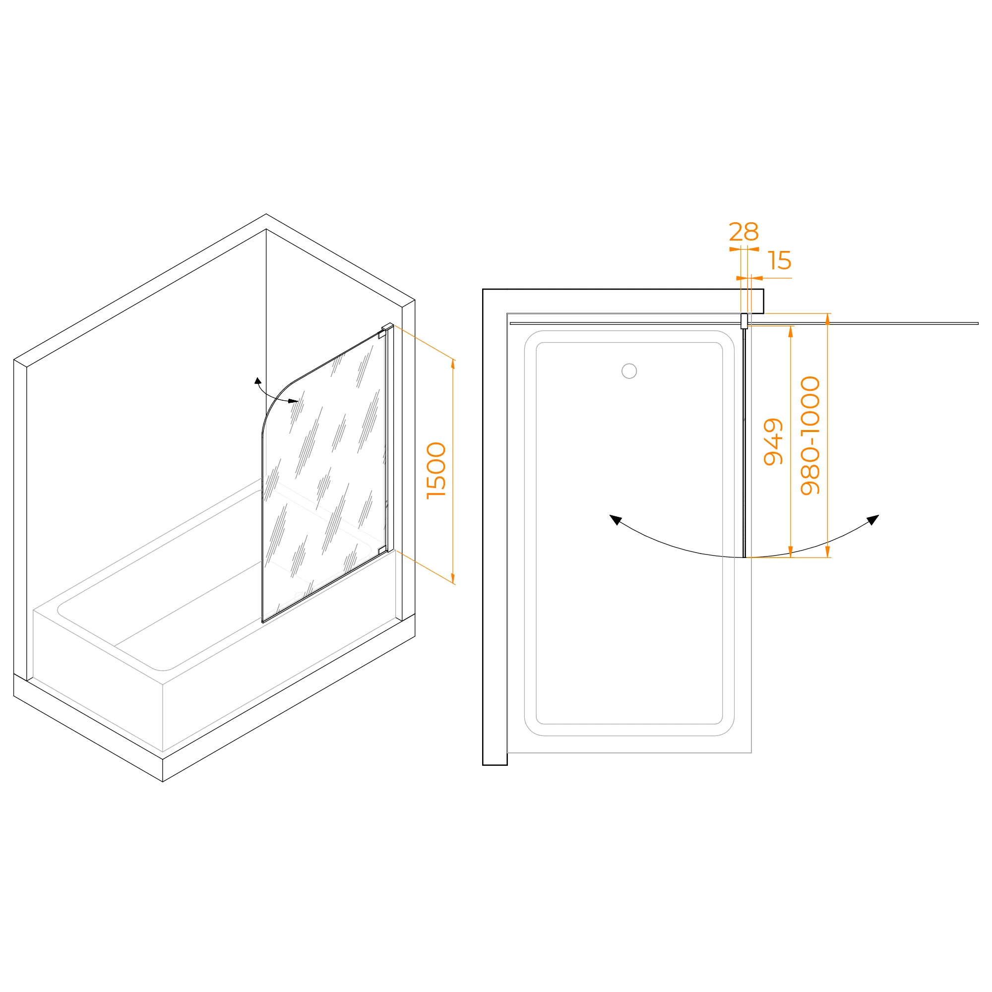 Шторка на ванну RGW SC-01 