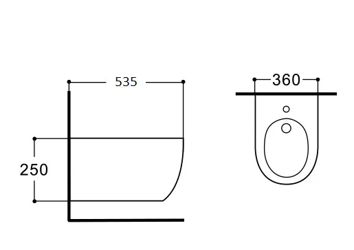 Биде подвесное ЕВРОПА NEW 535*360*250, цвет БЕЛЫЙ AQ1006-00