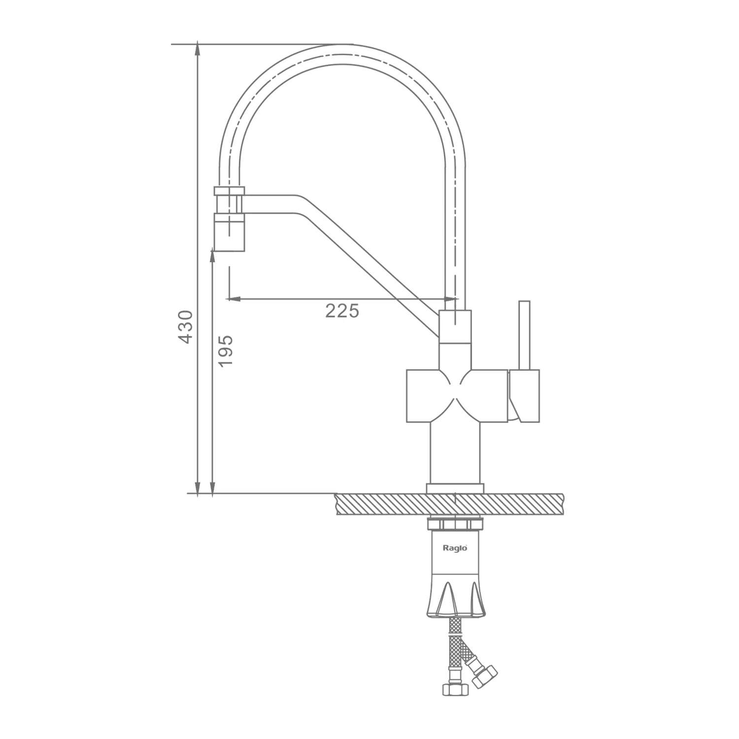 Смеситель Raglo для кухни съёмный гибкий излив с магнитным фиксатором, сатин золотой R86.41.03