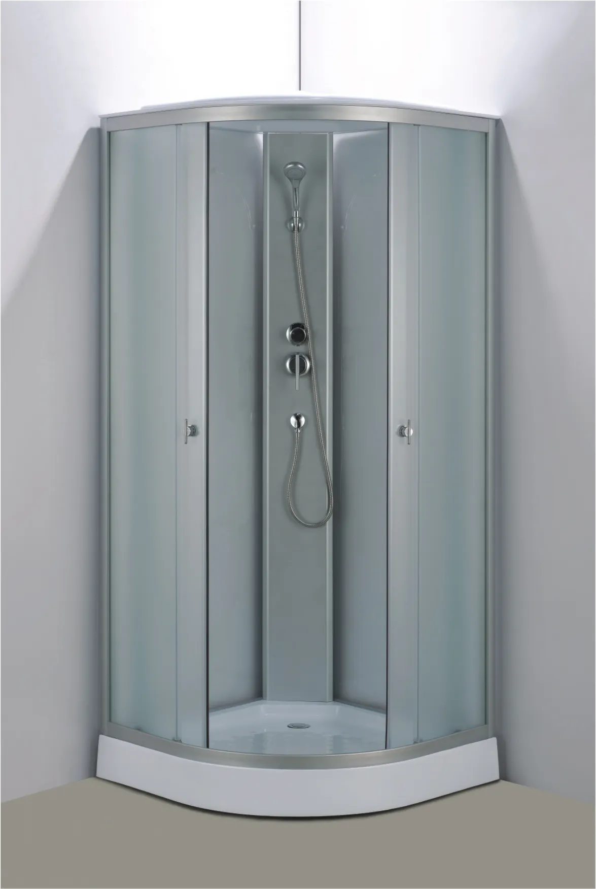 Душевая кабина Loranto 880х880х2150 белое заднее стекло, поддон 14 см, матовое стекло 4 мм, профиль хром матовый (CS-981TM/W-90)