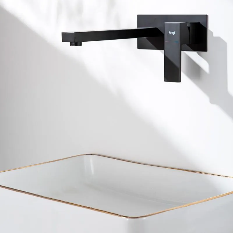 Встраиваемый смеситель для раковины черный FRAP F1291-6