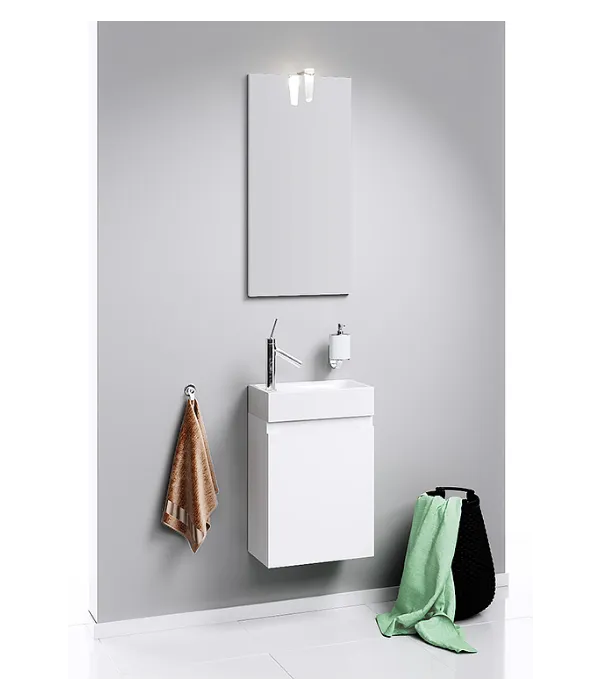 Подвесная тумба в белом глянцевом цвете с одной дверью (петли справа)