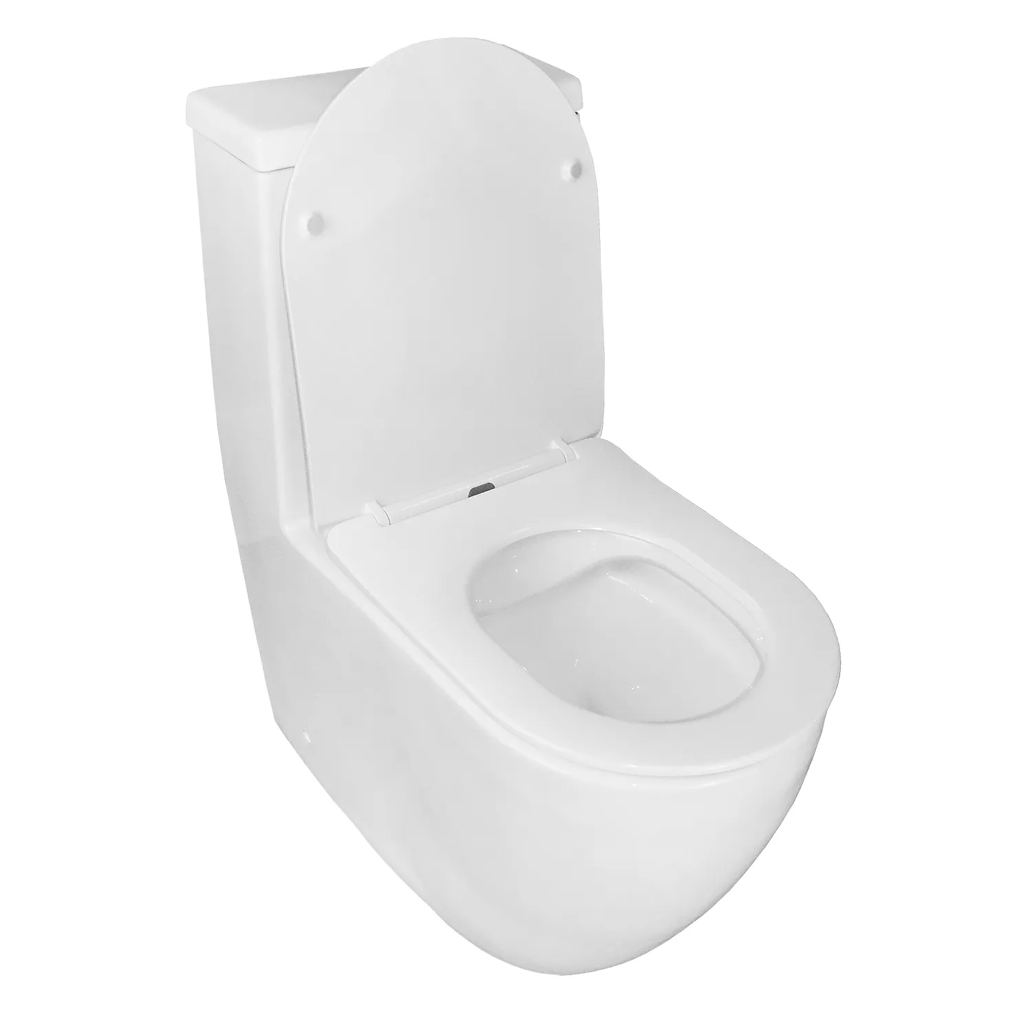 Унитаз-моноблок AZARIO MORANO 680x370х830 напольный, безободковый, в комплекте со смывным механизмом Geberit и сиденьем дюропласт микролифт () AZ-1001-G