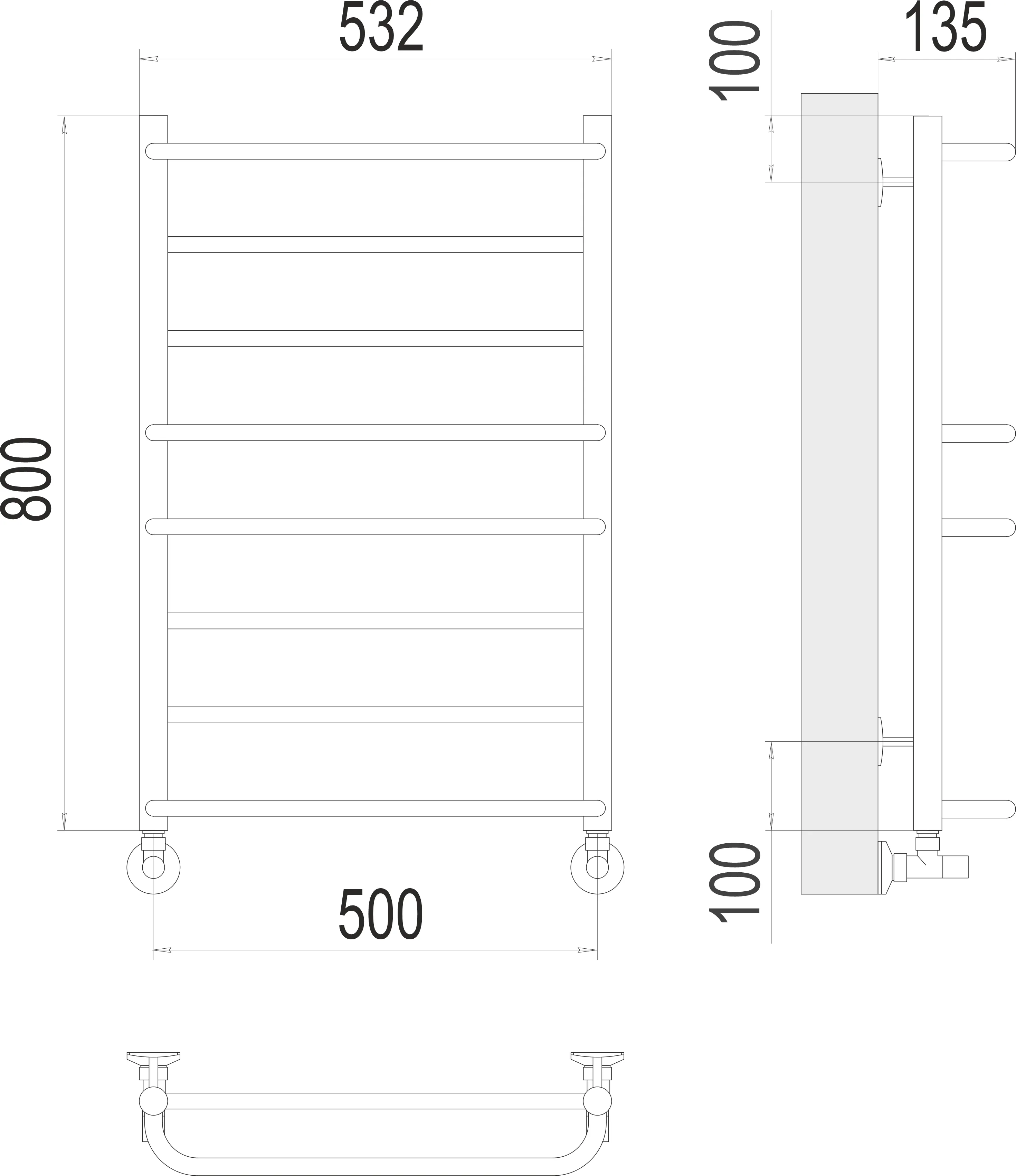 Полотенцесушитель TERMINUS Евромикс П8 500х800