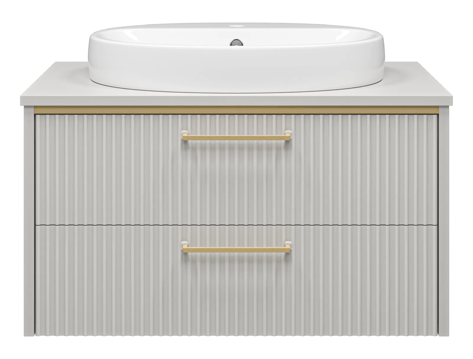 ELCHE - 80 Тумба подвесная с 2 ящ. сер.кашемир (эмаль) + раковина