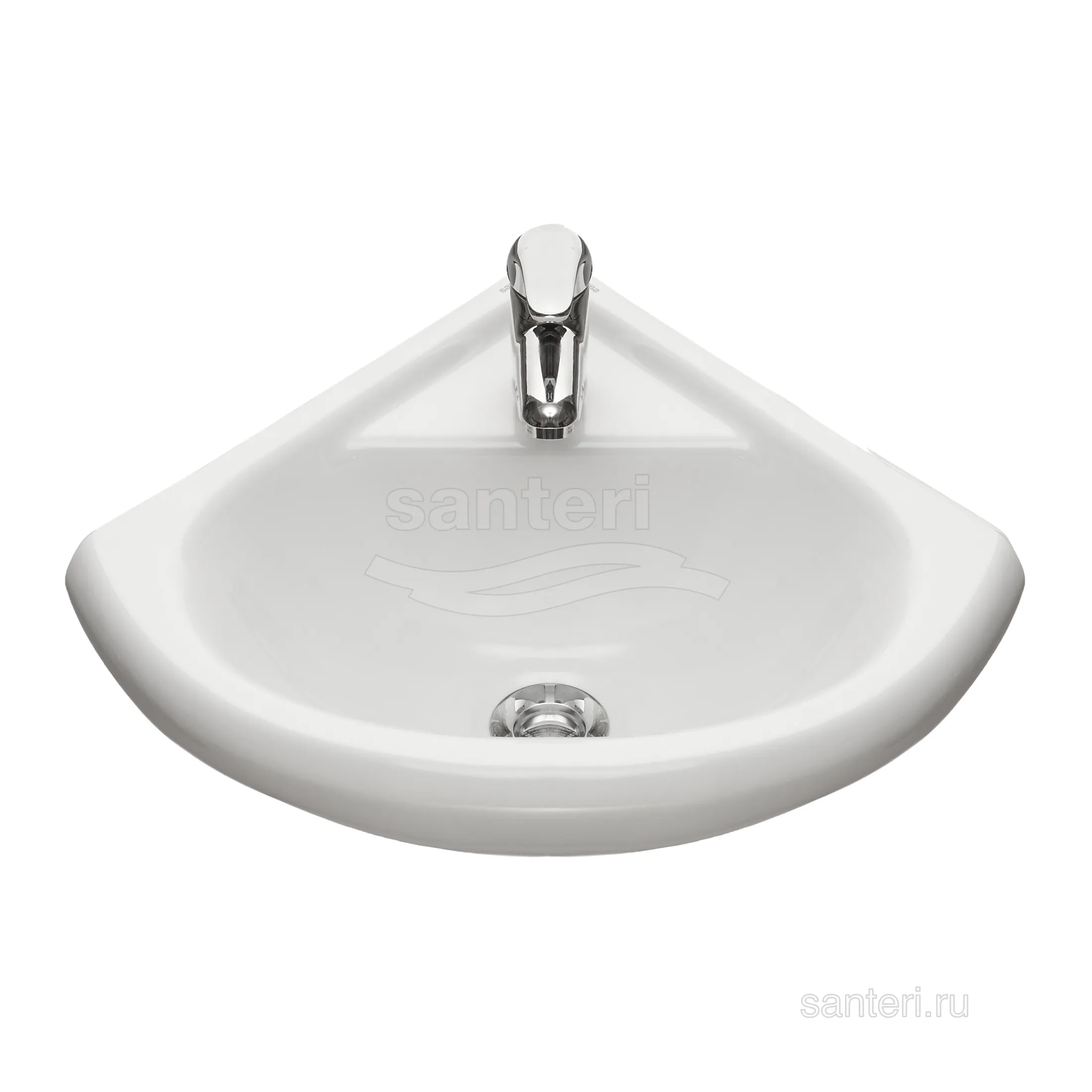 Умывальник угловой Радиан 48 1/вел 1/отв б/к Santeri 1.3130.9.S00.10B.0 в магазинах СантехГид