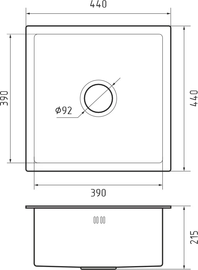 GranFest METAL (4444) Мойка нерж.1 чаша 440*440*215 мм