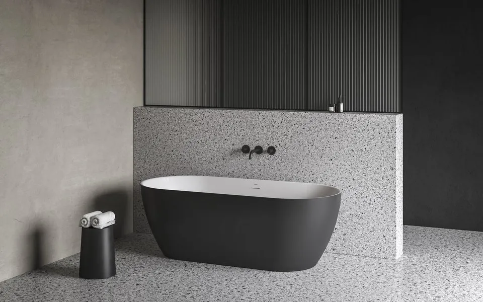 Ванна FREEDOM O TEC отдельностоящая 1700 х 770 ЧЕРНАЯ (слив-перелив - ЧЕРНЫЙ)