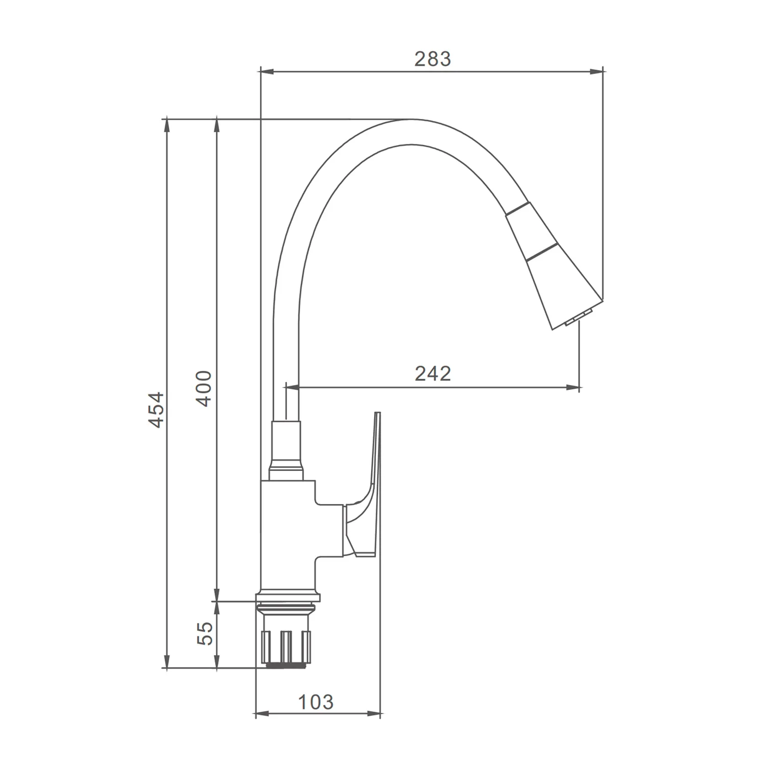 Смеситель Prohanss для кухни с гибким изливом