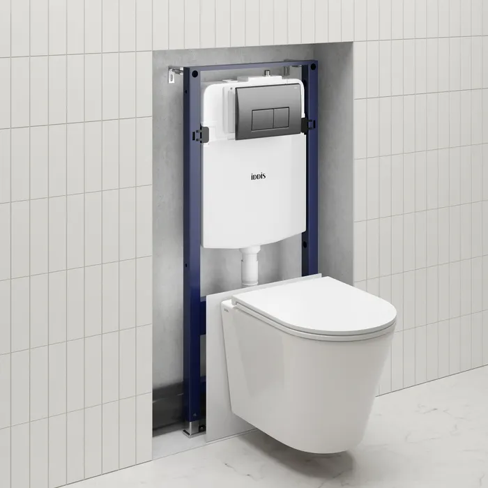 Комплект 3в1: подвесной унитаз, инсталляция и черная клавиша смыва, Calipso Q, IDDIS, CAQPO1MBi73