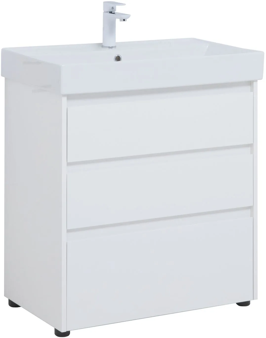 Тумба под раковину Aquanet Nova Lite 75 белый глянец (3 ящика)