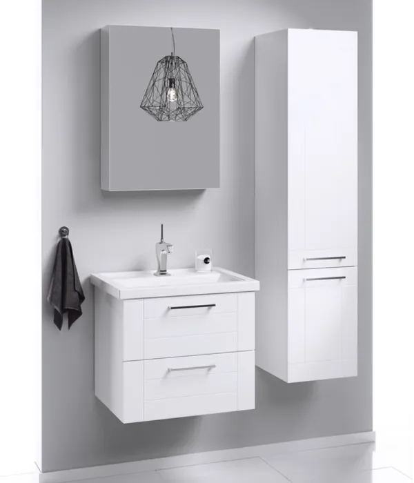 Подвесная тумба в белом глянцевом цвете с двумя ящиками