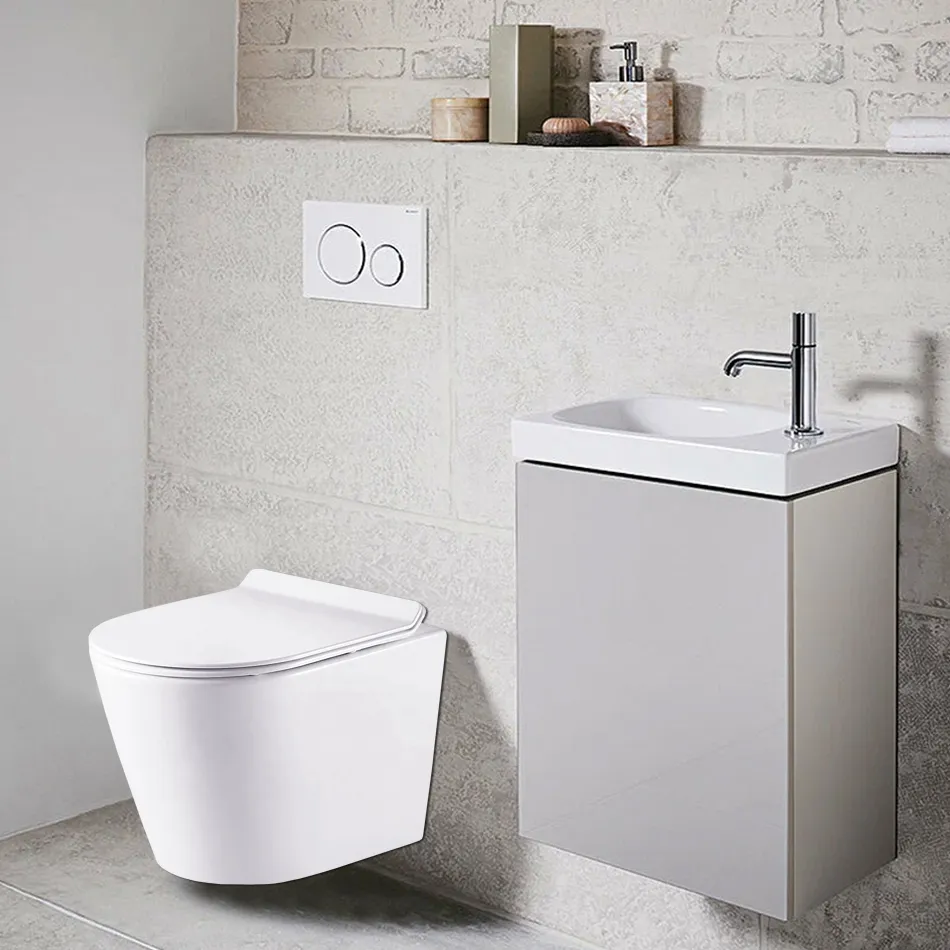 Унитаз подвесной AZARIO FONTI 535x365x310 безободковый, в комплекте с сиденьем микролифт, белый (AZ-402W)