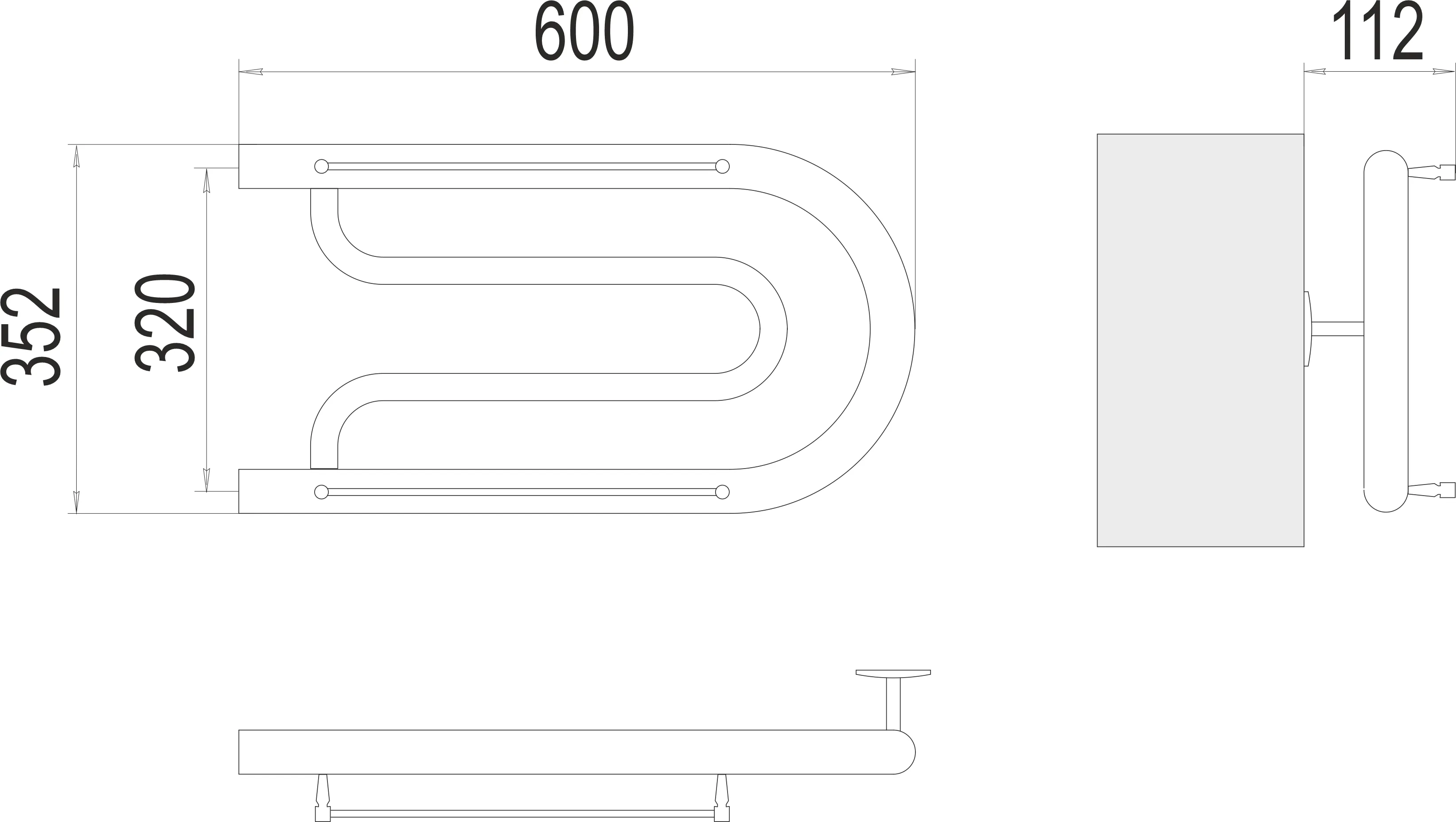 Полотенцесушитель TERMINUS Фокстрот AISI 32х2 320х600