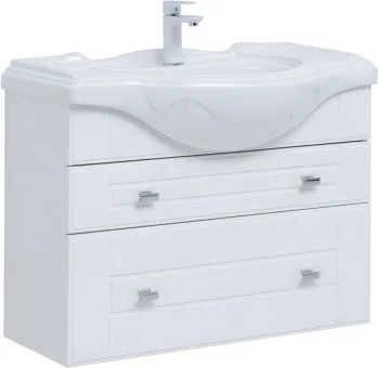 Тумба под раковину Aquanet Рондо 85 белый глянец