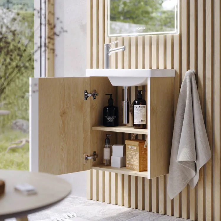 Подвесная тумба 45 см с одной универсальной дверью в цвете дуб давос,