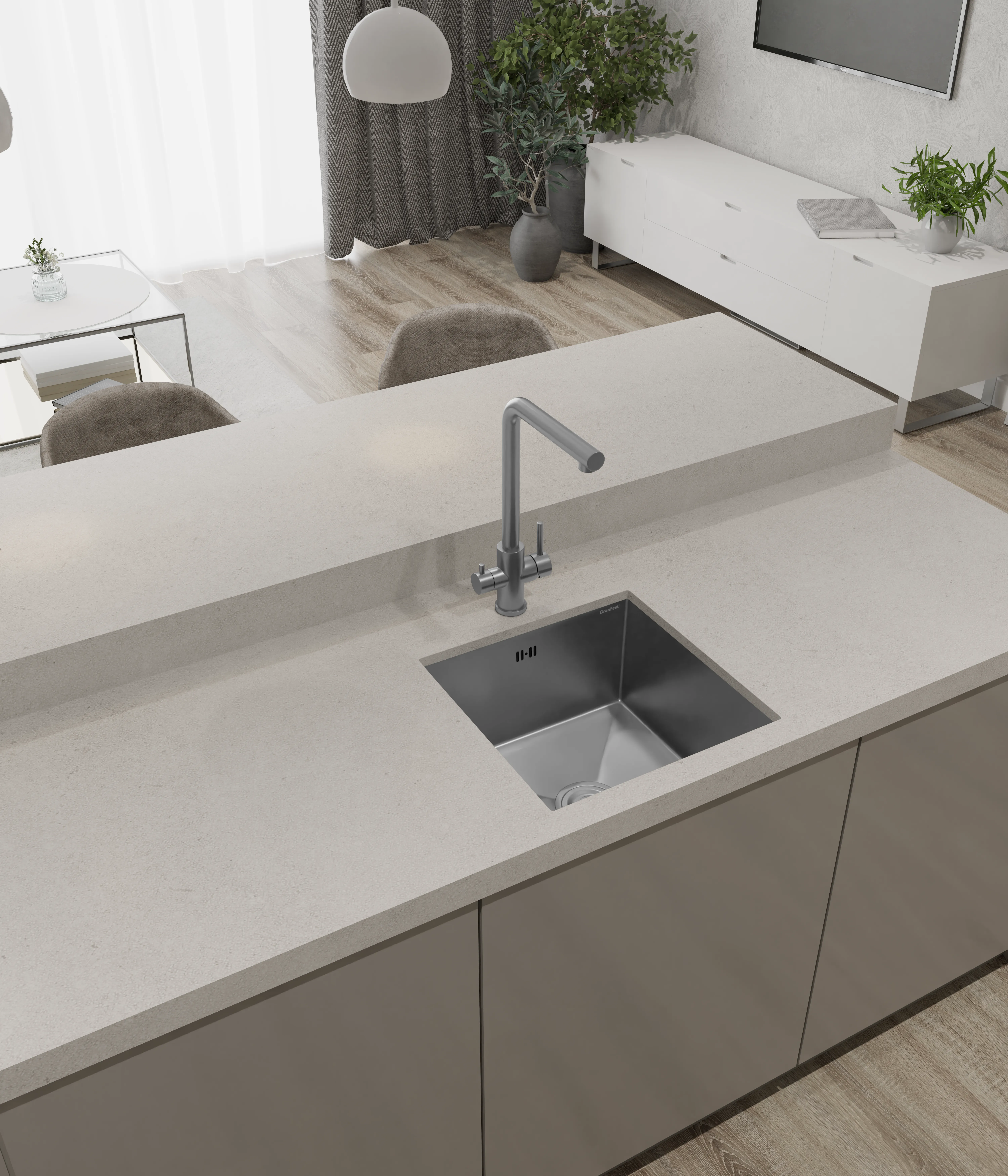 GranFest METAL (4444) Мойка нерж.1 чаша 440*440*215 мм, графит