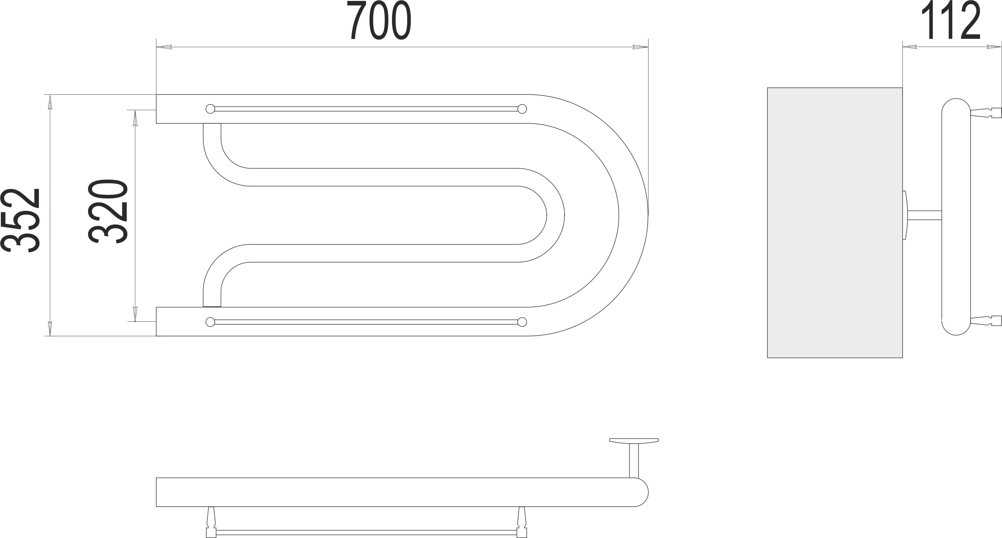 Полотенцесушитель TERMINUS Фокстрот AISI 32х2 320х700