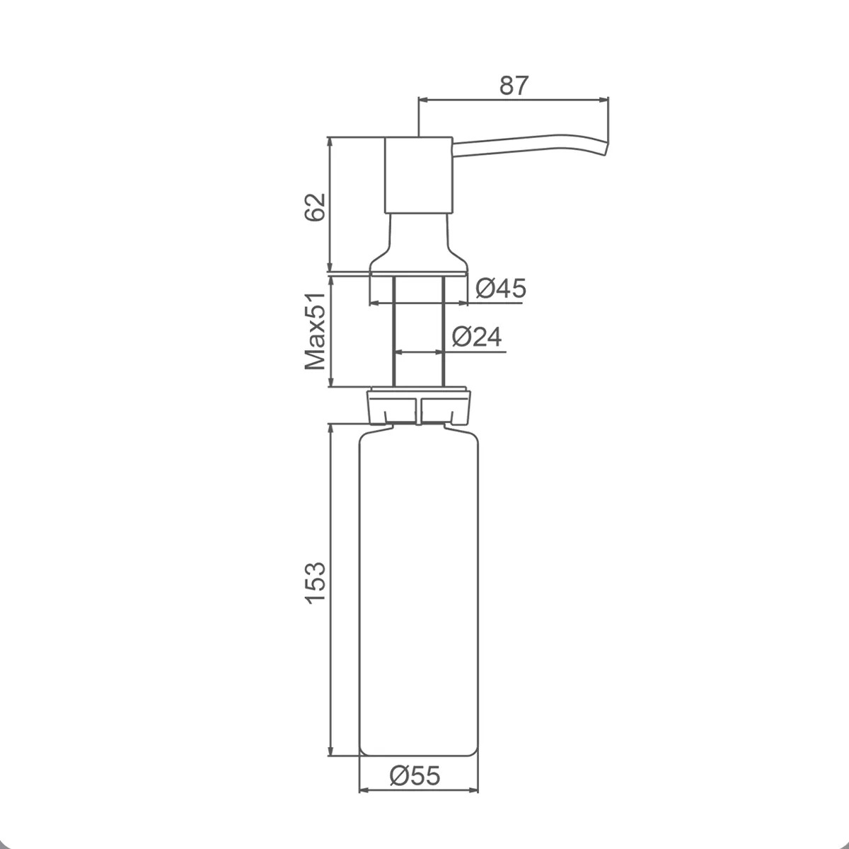 Дозатор для моющего средства на кухню Splenka встраиваемый S710.01.06 нержавеющая сталь, черный
