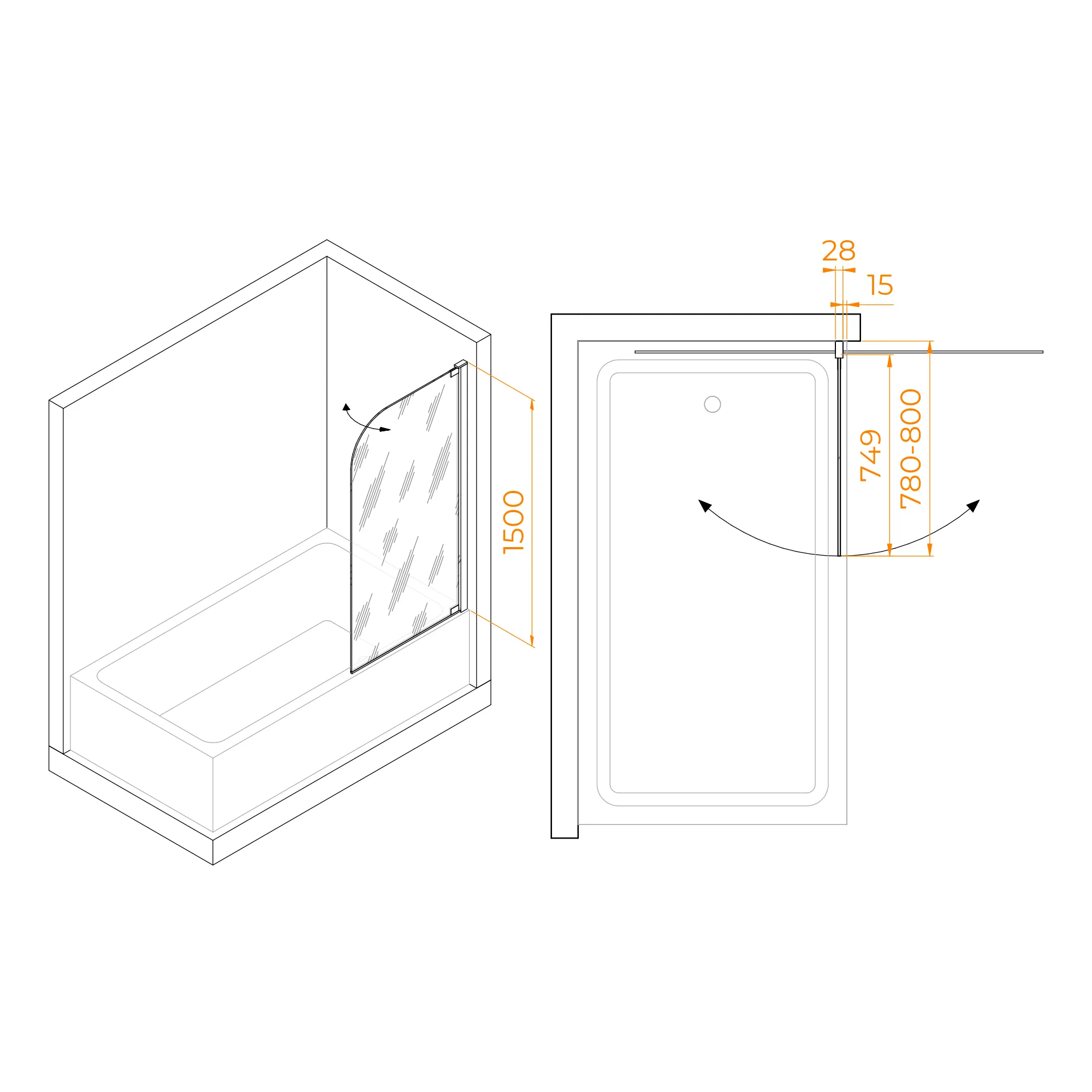 Шторка на ванну RGW SC-01 